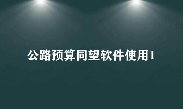 公路预算同望软件使用1