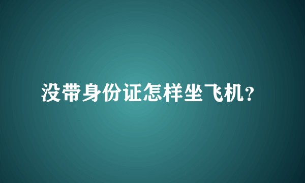 没带身份证怎样坐飞机？
