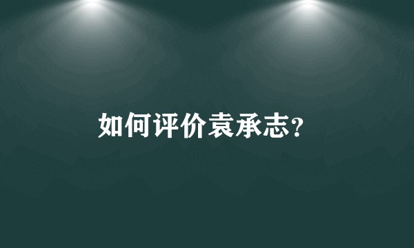 如何评价袁承志？