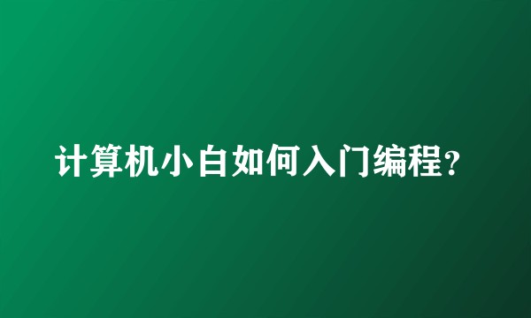计算机小白如何入门编程？