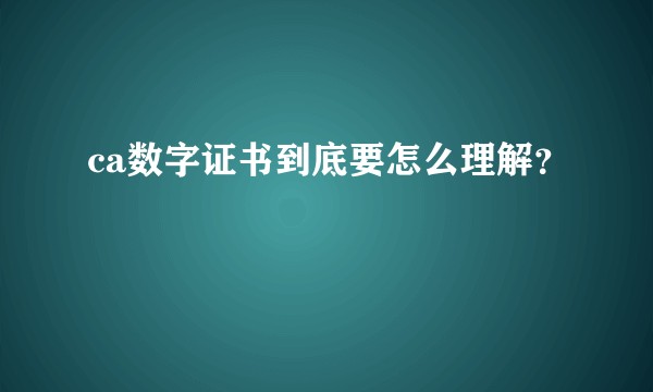 ca数字证书到底要怎么理解?