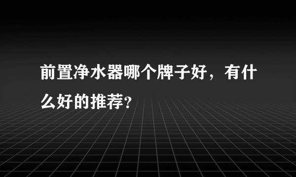 前置净水器哪个牌子好,有什么好的推荐?