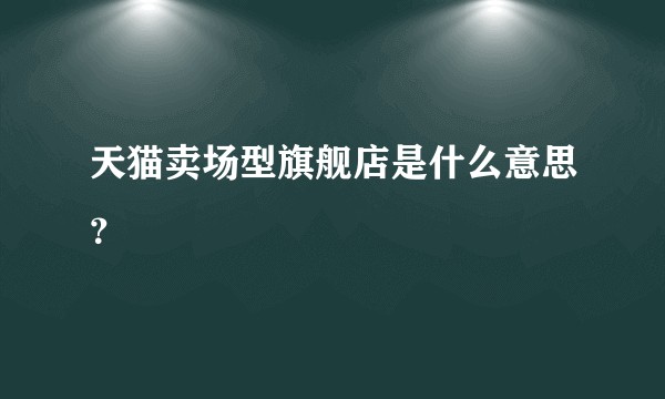 天猫卖场型旗舰店是什么意思？