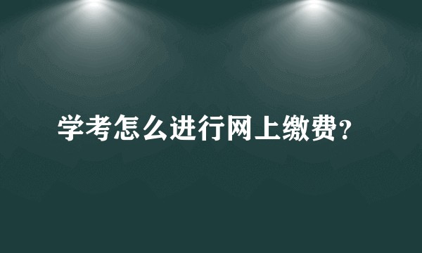 学考怎么进行网上缴费？