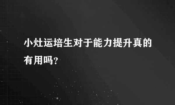 小灶运培生对于能力提升真的有用吗？