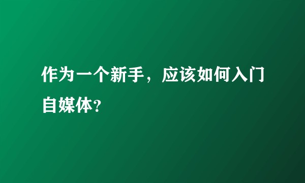 作为一个新手,应该如何入门自媒体?