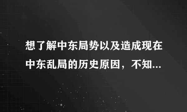 想了解中东局势以及造成现在中东乱局的历史原因，不知道从哪里开始了解呢，有什么资料可以参考吗？