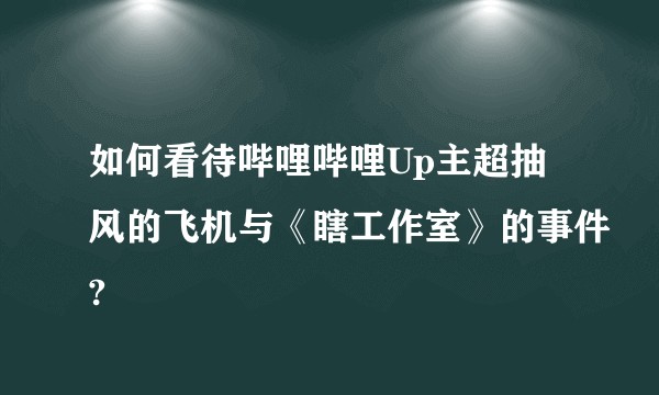 如何看待哔哩哔哩Up主超抽风的飞机与《瞎工作室》的事件?