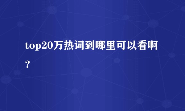 top20万热词到哪里可以看啊？
