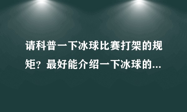 请科普一下冰球比赛打架的规矩？最好能介绍一下冰球的运动文化？