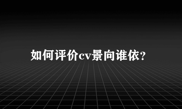 如何评价cv景向谁依？