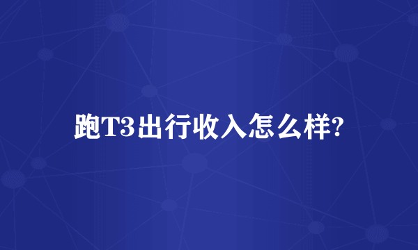 跑T3出行收入怎么样?