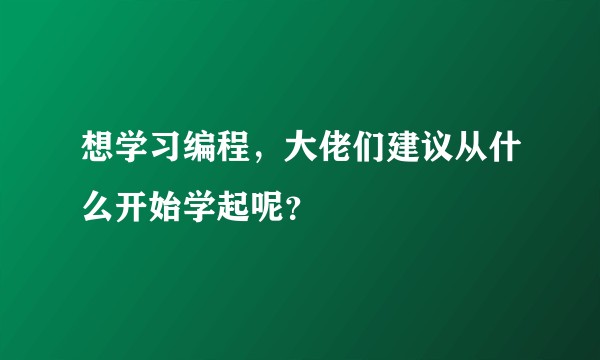想学习编程，大佬们建议从什么开始学起呢？