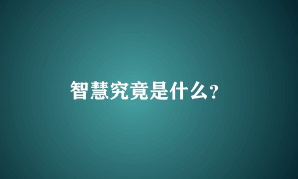 智慧究竟是什么？
