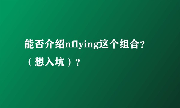 能否介绍nflying这个组合?(想入坑)?
