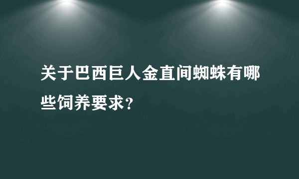 关于巴西巨人金直间蜘蛛有哪些饲养要求？