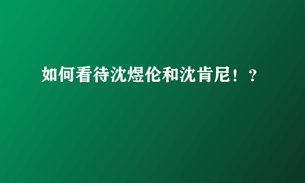 如何看待沈煜伦和沈肯尼！？