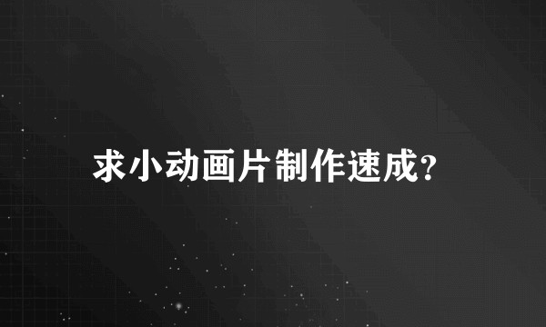 求小动画片制作速成？