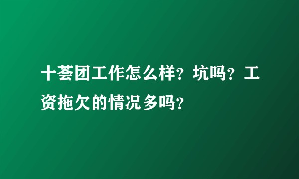 十荟团工作怎么样?坑吗?工资拖欠的情况多吗?