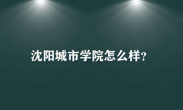 沈阳城市学院怎么样?