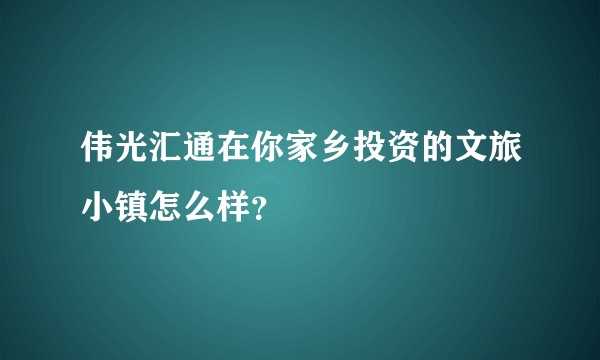 伟光汇通在你家乡投资的文旅小镇怎么样?