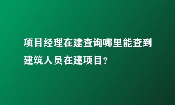 项目经理在建查询哪里能查到建筑人员在建项目？