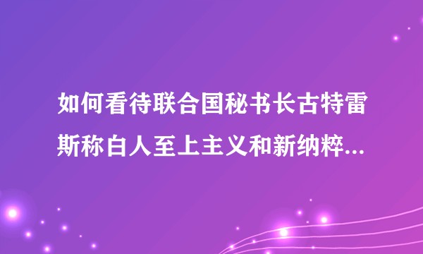 如何看待联合国秘书长古特雷斯称白人至上主义和新纳粹运动已成为「跨国威胁」？