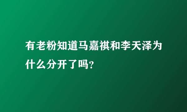 有老粉知道马嘉祺和李天泽为什么分开了吗?