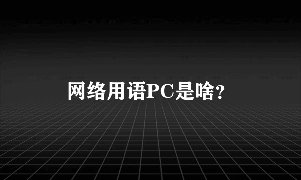 网络用语PC是啥？