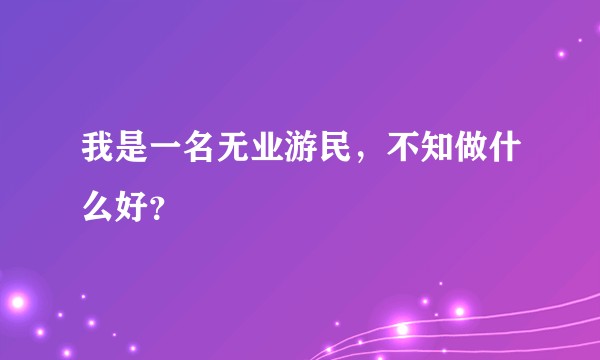 我是一名无业游民，不知做什么好？