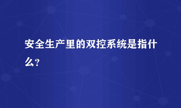 安全生产里的双控系统是指什么？