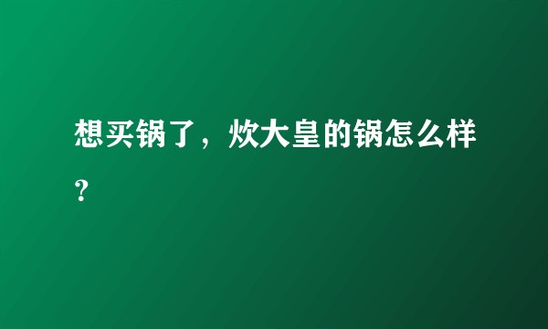 想买锅了，炊大皇的锅怎么样？