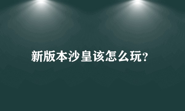新版本沙皇该怎么玩？
