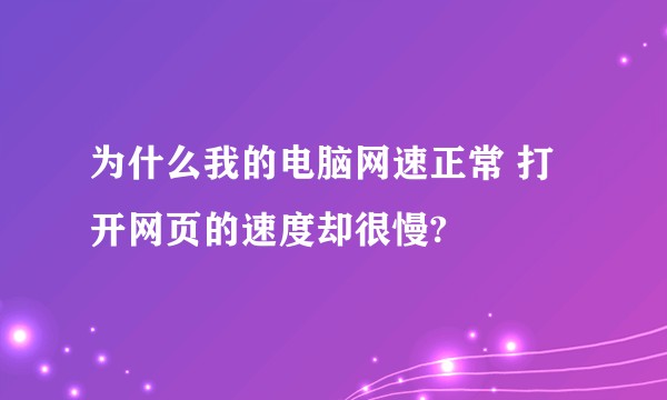 为什么我的电脑网速正常 打开网页的速度却很慢?
