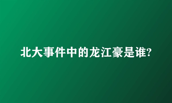 北大事件中的龙江豪是谁?
