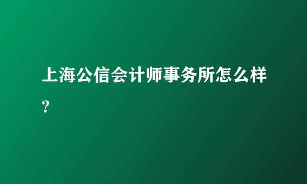 上海公信会计师事务所怎么样？