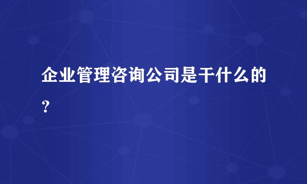 企业管理咨询公司是干什么的？