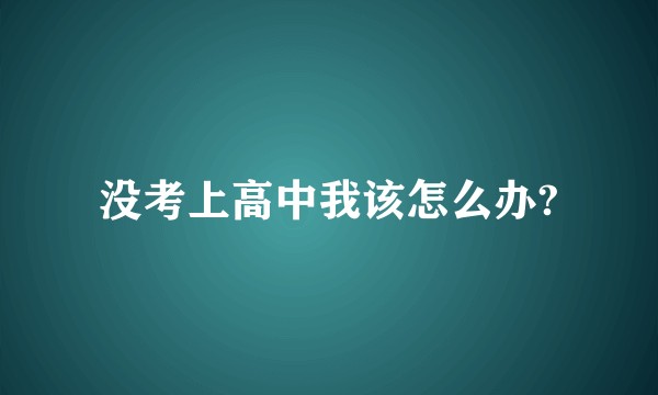 没考上高中我该怎么办?