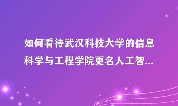 如何看待武汉科技大学的信息科学与工程学院更名人工智能学院?