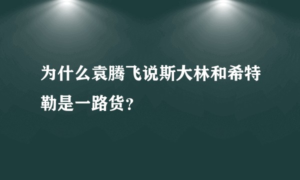 为什么袁腾飞说斯大林和希特勒是一路货?
