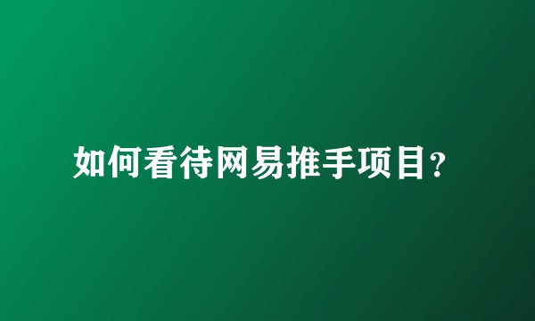 如何看待网易推手项目？