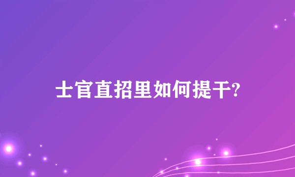 士官直招里如何提干?