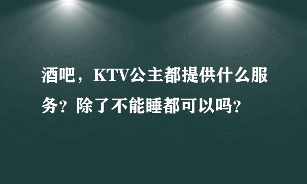 酒吧，KTV公主都提供什么服务？除了不能睡都可以吗？