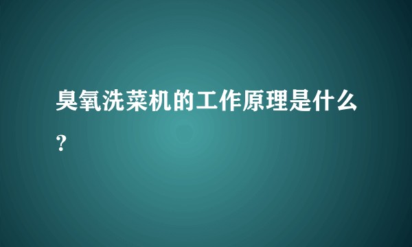 臭氧洗菜机的工作原理是什么？