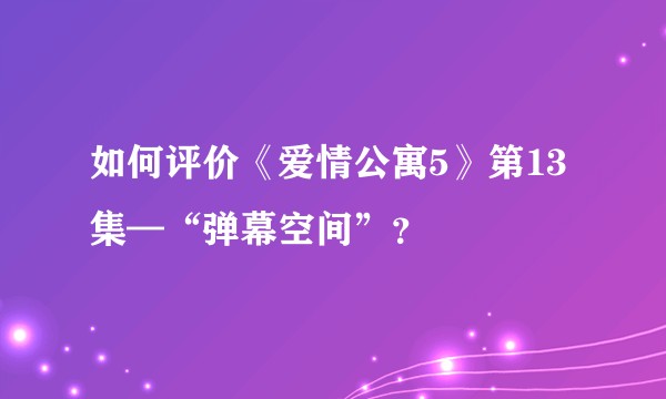 如何评价《爱情公寓5》第13集—“弹幕空间”？