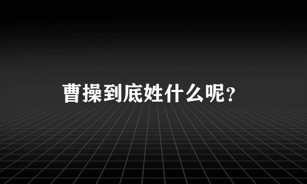 曹操到底姓什么呢?