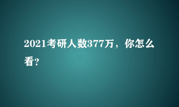 2021考研人数377万，你怎么看？