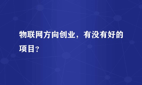 物联网方向创业，有没有好的项目？