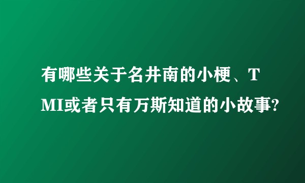 有哪些关于名井南的小梗、TMI或者只有万斯知道的小故事?
