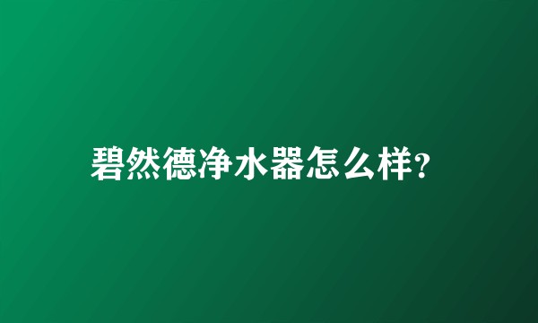 碧然德净水器怎么样?